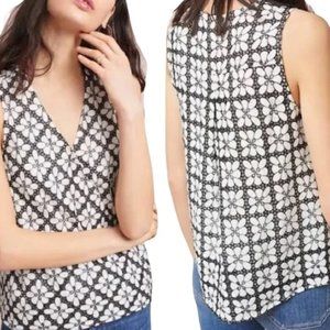 MAEVE CORALIE BLACK & WHITE WRAP EYELET TOP SIZE 4.